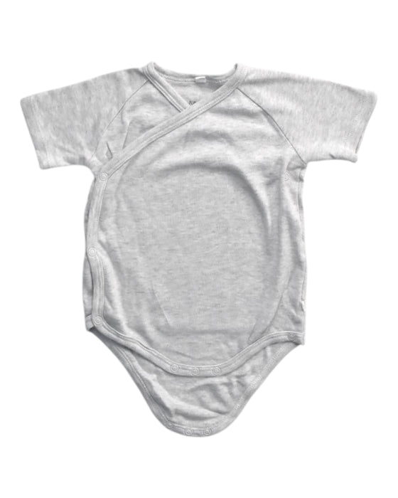 A Grey Short Sleeve Bodysuits from Mori in size 12-18M for boy. (Front View)