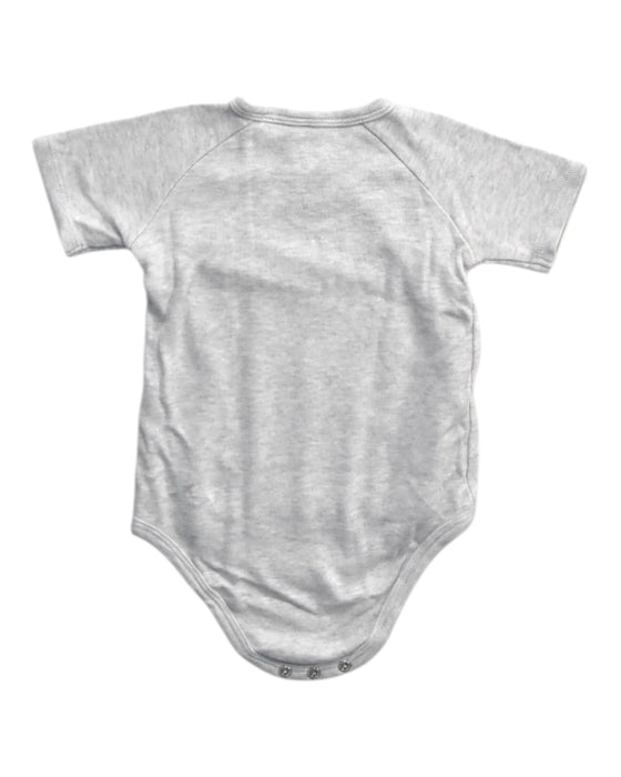 A Grey Short Sleeve Bodysuits from Mori in size 12-18M for boy. (Back View)