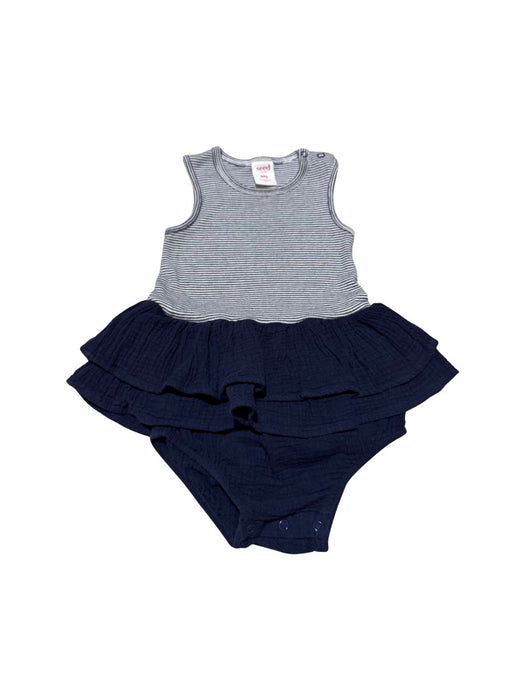 A Navy Sleeveless Rompers from Seed in size 12-18M for girl. (Front View)