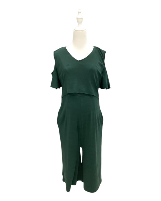 A Green Sleeveless Jumpsuits from Mothercot in size Maternity-M for maternity. (Front View)