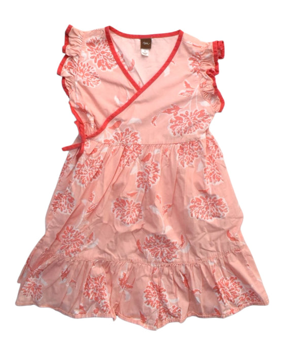A Pink Sleeveless Dresses from Tea in size 6T for girl. (Front View)