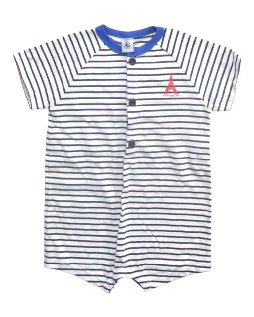 A Blue Short Sleeve Rompers from Petit Bateau in size 3T for boy. (Front View)