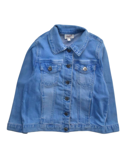 A Blue Lightweight Jackets from Seed in size 4T for girl. (Front View)