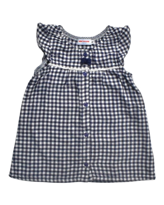 A Navy Sleeveless Dresses from Miki House in size 12-18M for girl. (Front View)