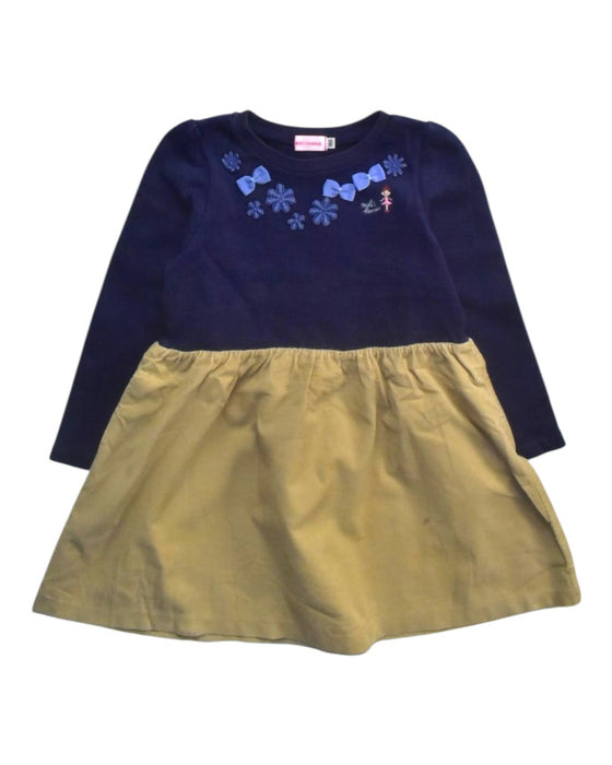 A Navy Long Sleeve Dresses from Miki House in size 3T for girl. (Front View)