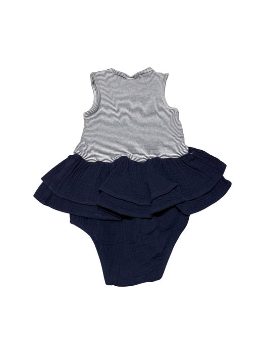 A Navy Sleeveless Rompers from Seed in size 12-18M for girl. (Back View)