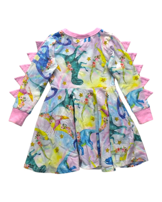 A Multicolour Long Sleeve Dresses from RockYourBaby in size 3T for girl. (Back View)
