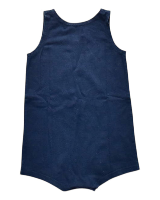 A Navy Sleeveless Rompers from Le Petit Society in size 6-12M for neutral. (Back View)