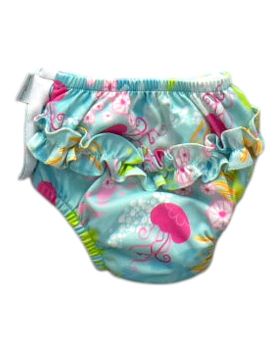 A Multicolour Swim Diapers from Green Sprouts in size 3-6M for girl. (Front View)