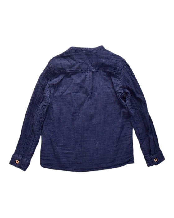 A Navy Long Sleeve Shirts from Petit Bateau in size 6T for boy. (Back View)