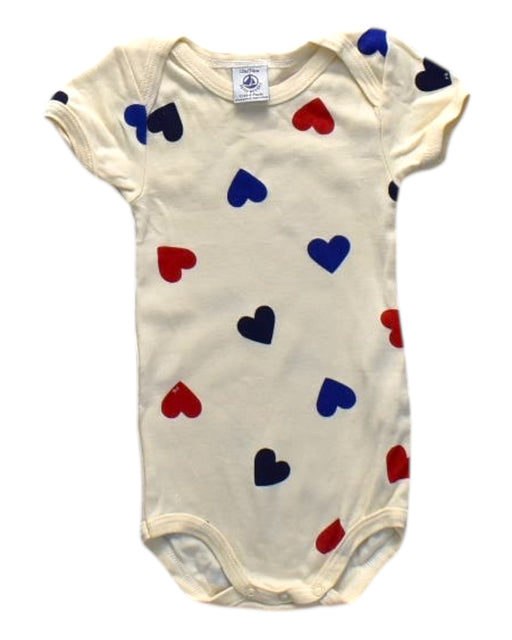 A Beige Short Sleeve Bodysuits from Petit Bateau in size 6-12M for neutral. (Front View)