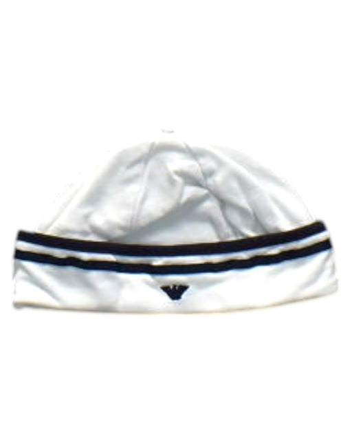 A White Beanies from Armani Baby in size O/S for neutral. (Front View)
