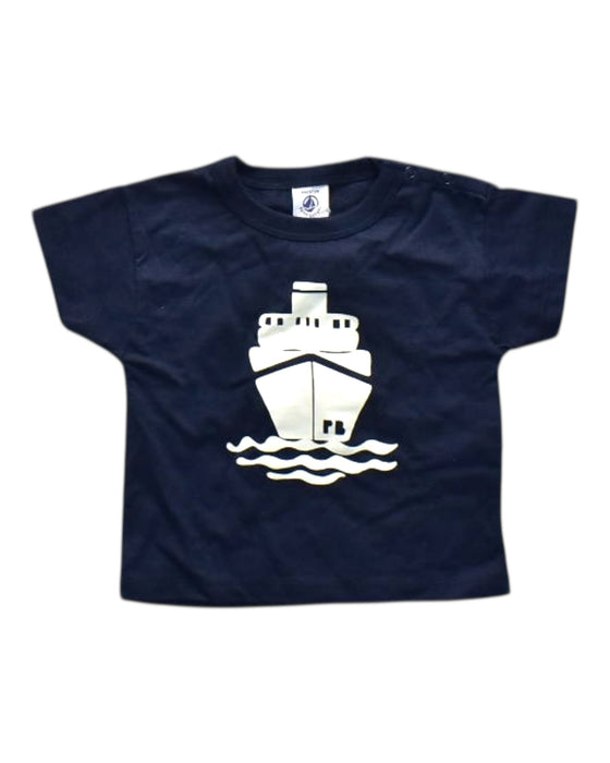 A Navy Short Sleeve T Shirts from Petit Bateau in size 3-6M for boy. (Front View)
