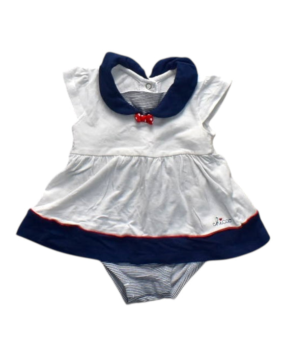A White Sleeveless Rompers from Chicco in size 3-6M for girl. (Front View)