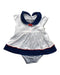A White Sleeveless Rompers from Chicco in size 3-6M for girl. (Front View)