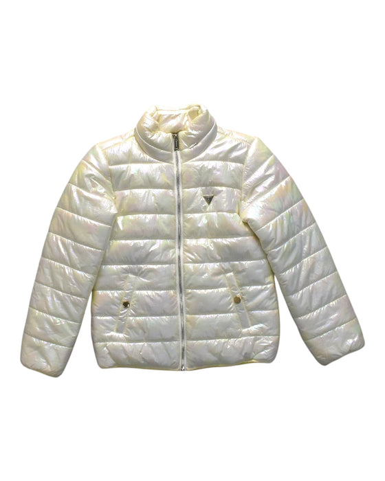 A White Puffer/Quilted Coats & Outerwear from Guess in size 8Y for girl. (Front View)