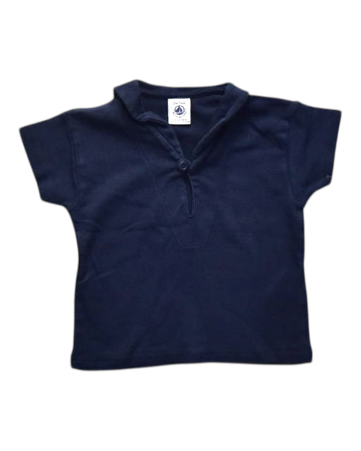A Navy Short Sleeve Shirts from Petit Bateau in size 6-12M for neutral. (Front View)