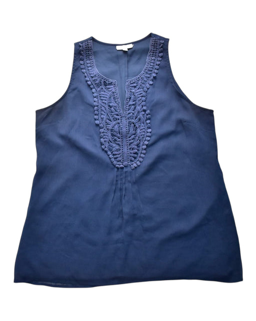 A Blue Sleeveless Tops from A Pea in the Pod in size Maternity-M for maternity. (Front View)