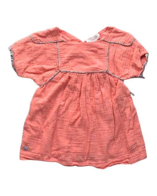 A Peach Short Sleeve Dresses from Chateau de Sable in size 12-18M for girl. (Front View)