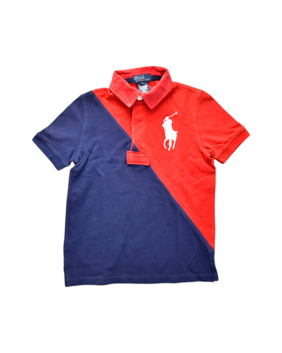 A Red Short Sleeve Polos from Polo Ralph Lauren in size 5T for boy. (Front View)