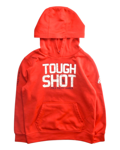 A Red Hooded Sweatshirts from Polo Ralph Lauren in size 7Y for boy. (Front View)