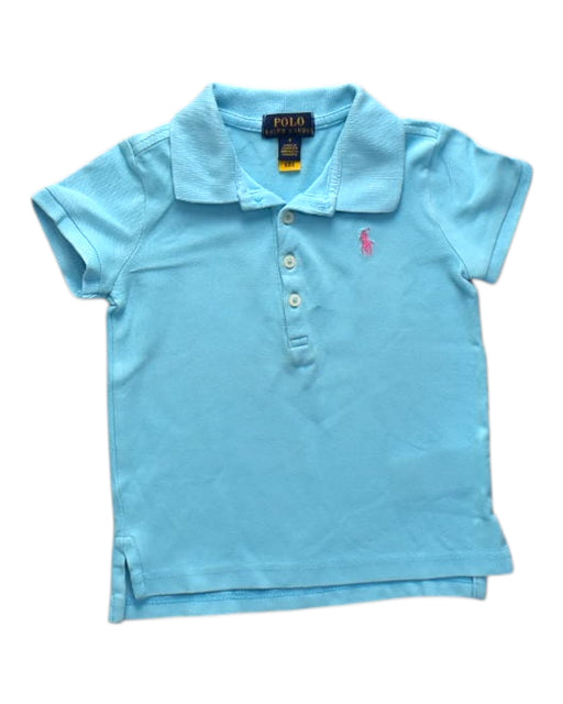 A Blue Short Sleeve Polos from Polo Ralph Lauren in size 4T for boy. (Front View)