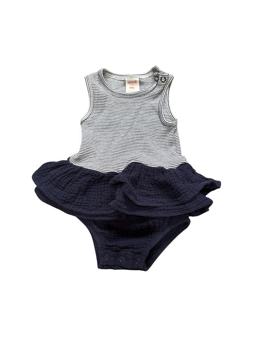 A Navy Sleeveless Rompers from Seed in size 3-6M for girl. (Front View)