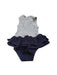 A Navy Sleeveless Rompers from Seed in size 3-6M for girl. (Back View)