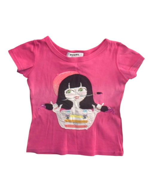 A Pink Short Sleeve T Shirts from Rykiel Enfant in size 4T for girl. (Front View)