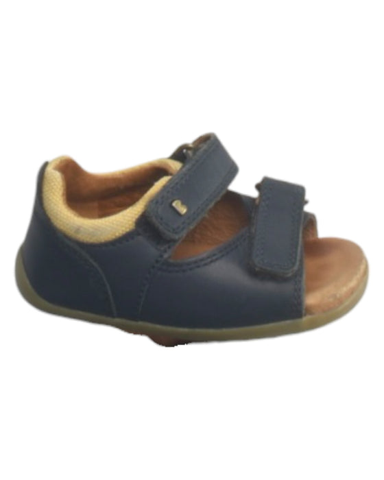 A Navy Sandals from Bobux in size 12-18M for boy. (Front View)