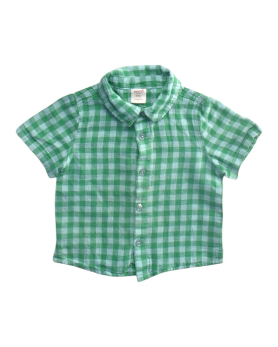 A Green Short Sleeve Shirts from Seed in size 12-18M for boy. (Front View)