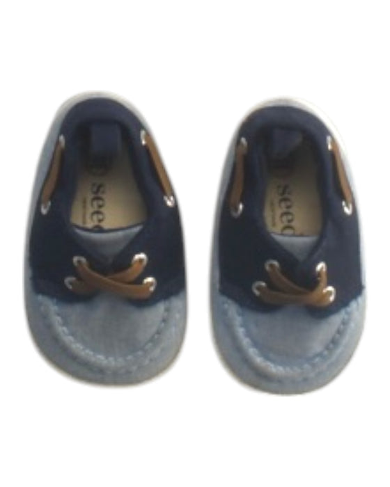 A Navy Loafers & Moccasins from Seed in size 3-6M for boy. (Back View)