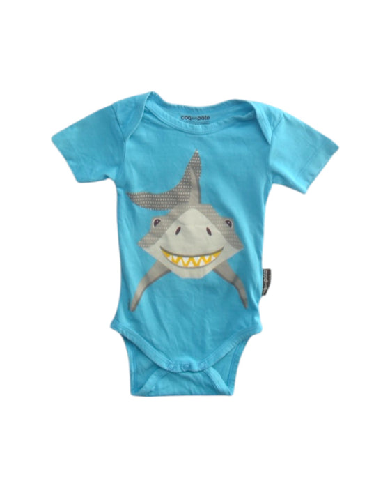 A Blue Short Sleeve Bodysuits from Coq en Pâte in size 3-6M for boy. (Front View)
