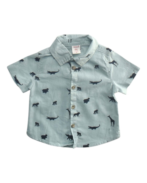 A Blue Short Sleeve Shirts from Seed in size 3-6M for boy. (Front View)