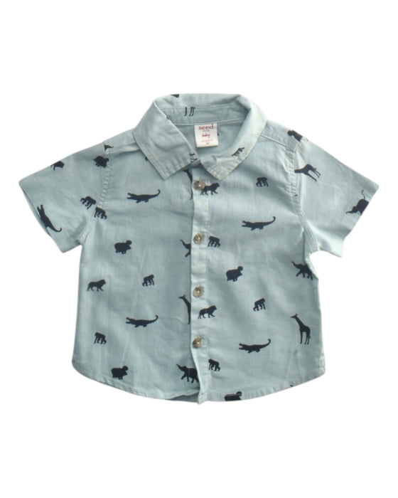 A Blue Short Sleeve Shirts from Seed in size 3-6M for boy. (Front View)