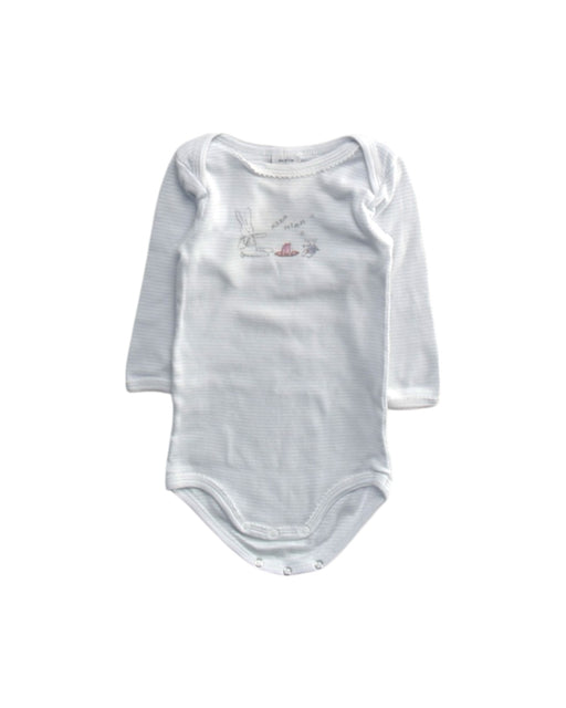 A White Long Sleeve Bodysuits from Petit Bateau in size 3-6M for girl. (Front View)