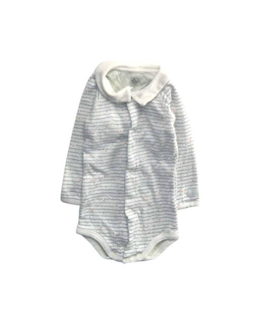A Blue Long Sleeve Bodysuits from Petit Bateau in size 6-12M for girl. (Front View)