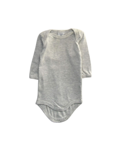 A Grey Long Sleeve Bodysuits from Petit Bateau in size 0-3M for boy. (Front View)