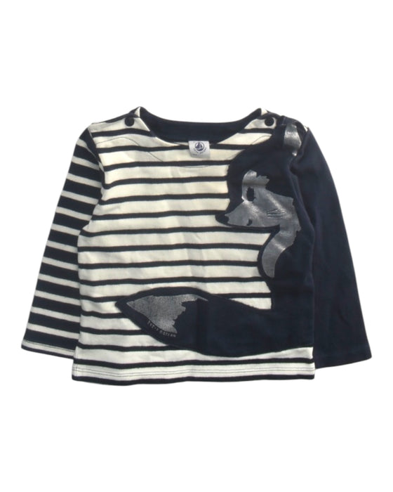 A Navy Long Sleeve Tops from Petit Bateau in size 2T for boy. (Front View)
