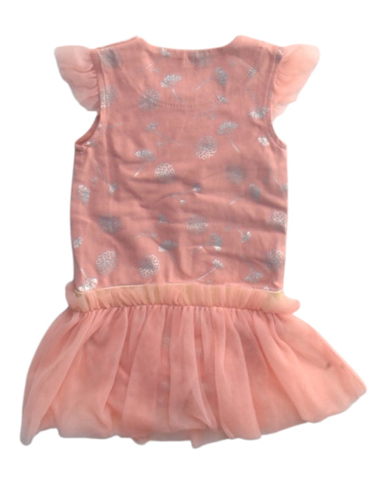 A Peach Sleeveless Dresses from Le Petit Society in size 3-6M for girl. (Back View)