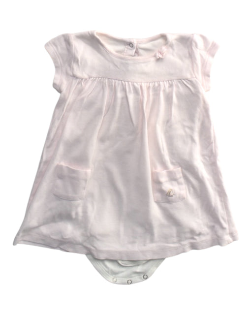 A Pink Short Sleeve Dresses from Petit Bateau in size 12-18M for girl. (Front View)