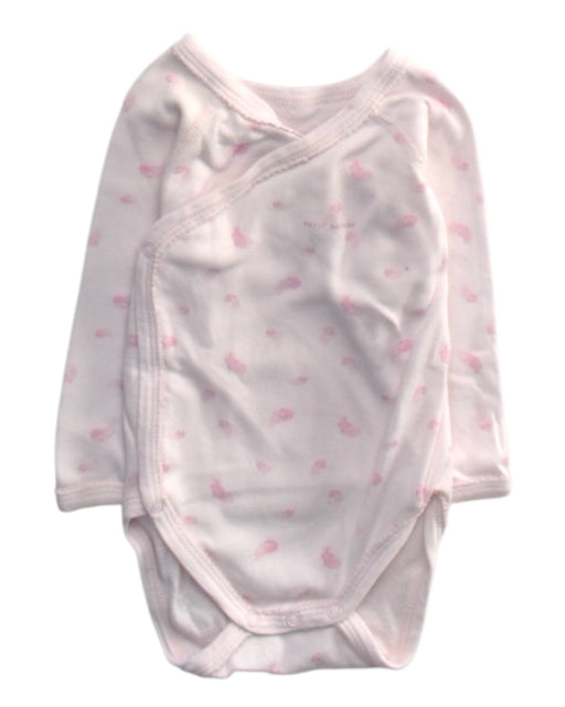 A Pink Long Sleeve Bodysuits from Petit Bateau in size 3-6M for girl. (Front View)