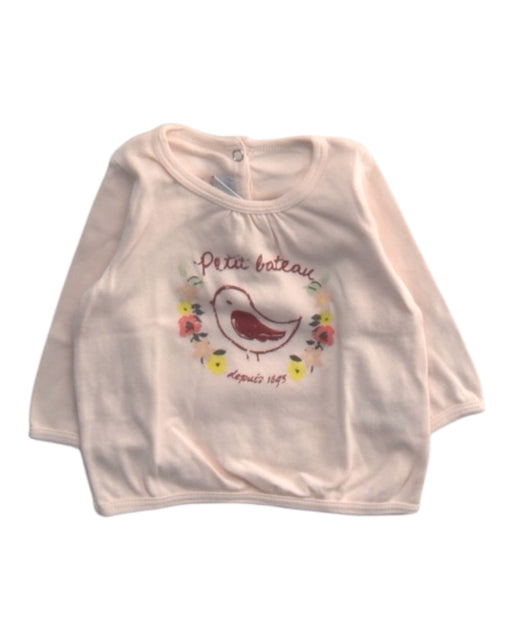 A Pink Long Sleeve Tops from Petit Bateau in size 0-3M for girl. (Front View)