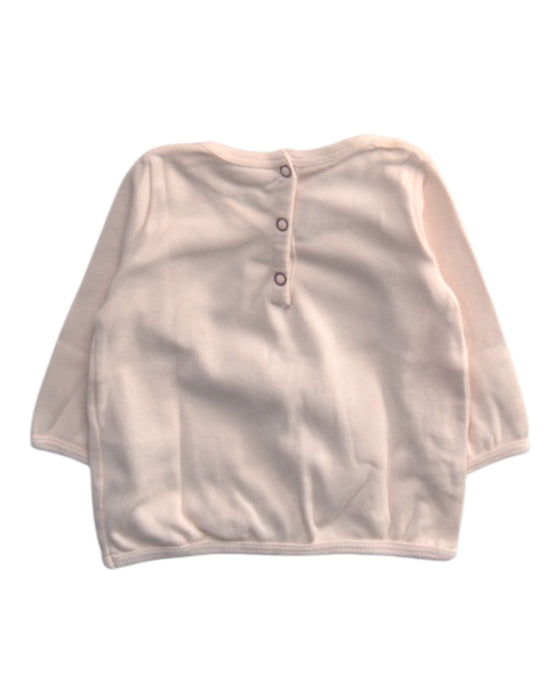 A Pink Long Sleeve Tops from Petit Bateau in size 0-3M for girl. (Back View)