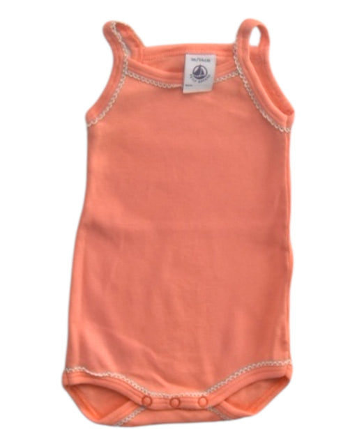 A Peach Sleeveless Bodysuits from Petit Bateau in size 0-3M for girl. (Front View)
