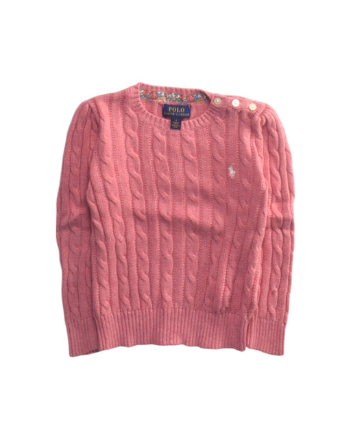 A Pink Knit Sweaters from Polo Ralph Lauren in size 5T for girl. (Front View)