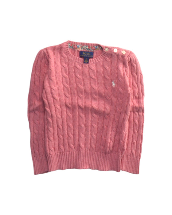 A Pink Knit Sweaters from Polo Ralph Lauren in size 5T for girl. (Front View)