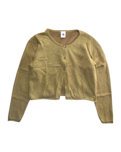 A Gold Cardigans from Petit Bateau in size 8Y for girl. (Front View)