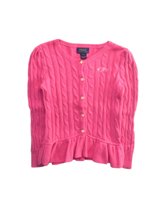 A Pink Cardigans from Polo Ralph Lauren in size 5T for girl. (Front View)