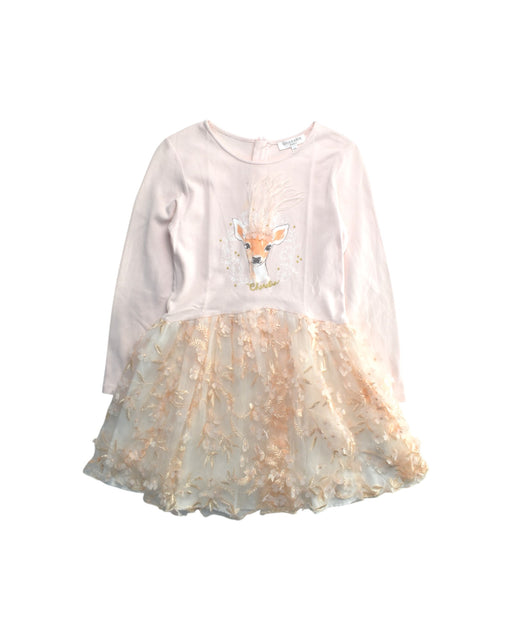A Peach Long Sleeve Dresses from Charabia in size 10Y for girl. (Front View)